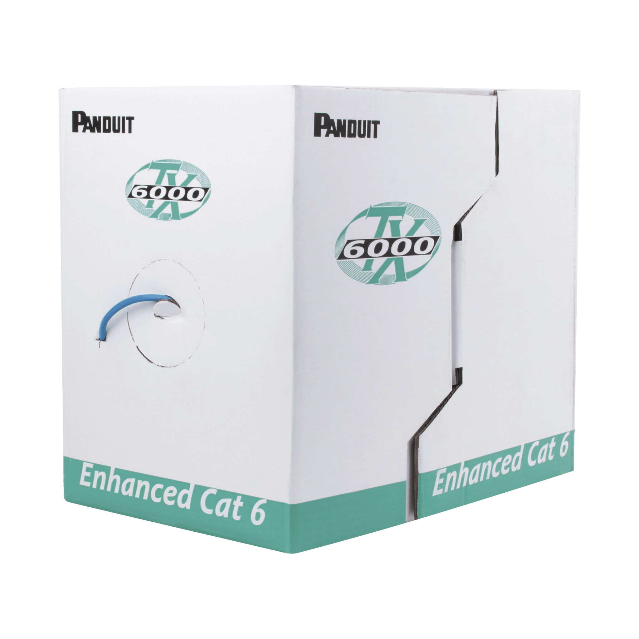 Bobina de Cable UTP 305 m. de Cobre, TX6000™ PanNet, Reelex, Azul, Categoría 6 Mejorado (23 AWG), LSZH (Bajo Humo, Cero Halógenos), de 4 pares