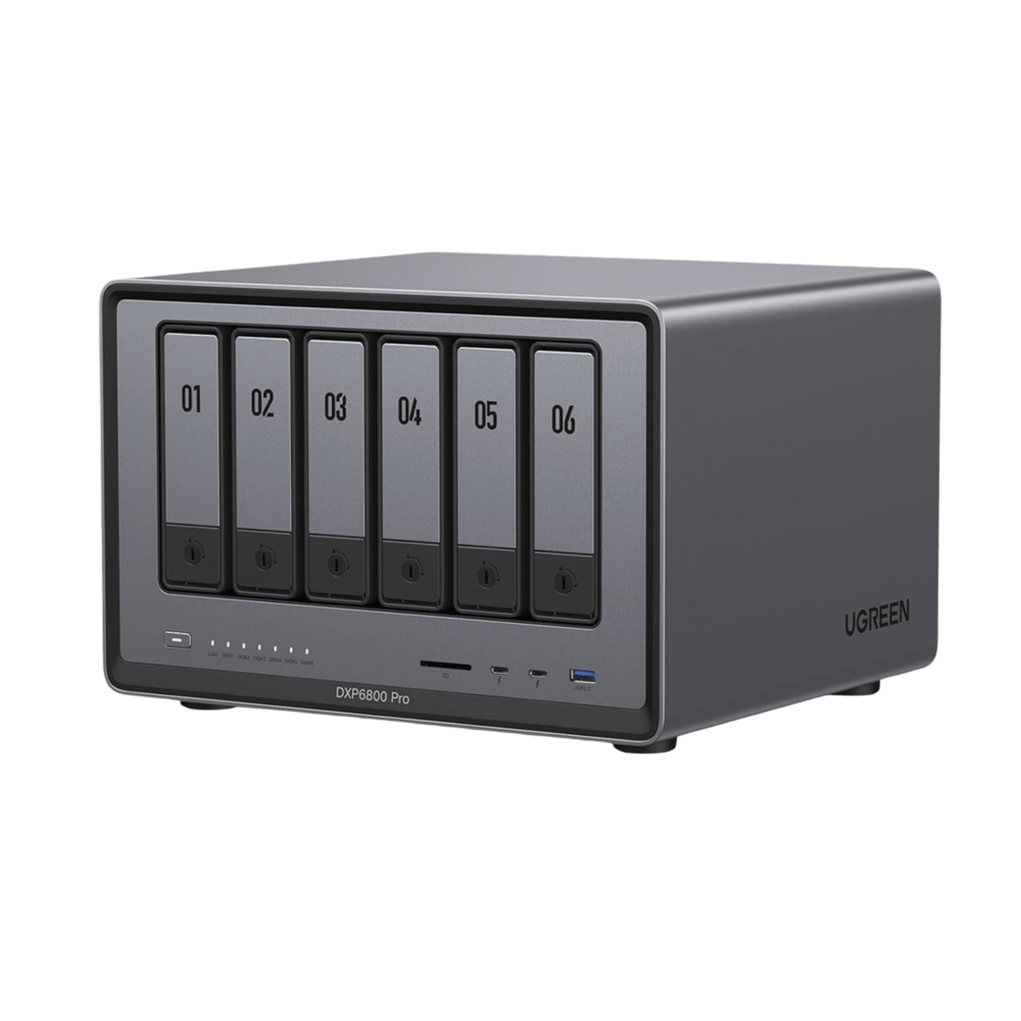 NAS UGREEN NASync DXP6800 Pro / Intel Core i5-1215U 10 Núcleos / 6 Bahías SATA + 2 M.2 NVMe / 2 Puertos Thunderbolt 4 / 2 Puertos 10GbE / 8K HDMI / PCIe 4.0 x4 / DDR5 Hasta 64GB / Compatibilidad Multiplataforma