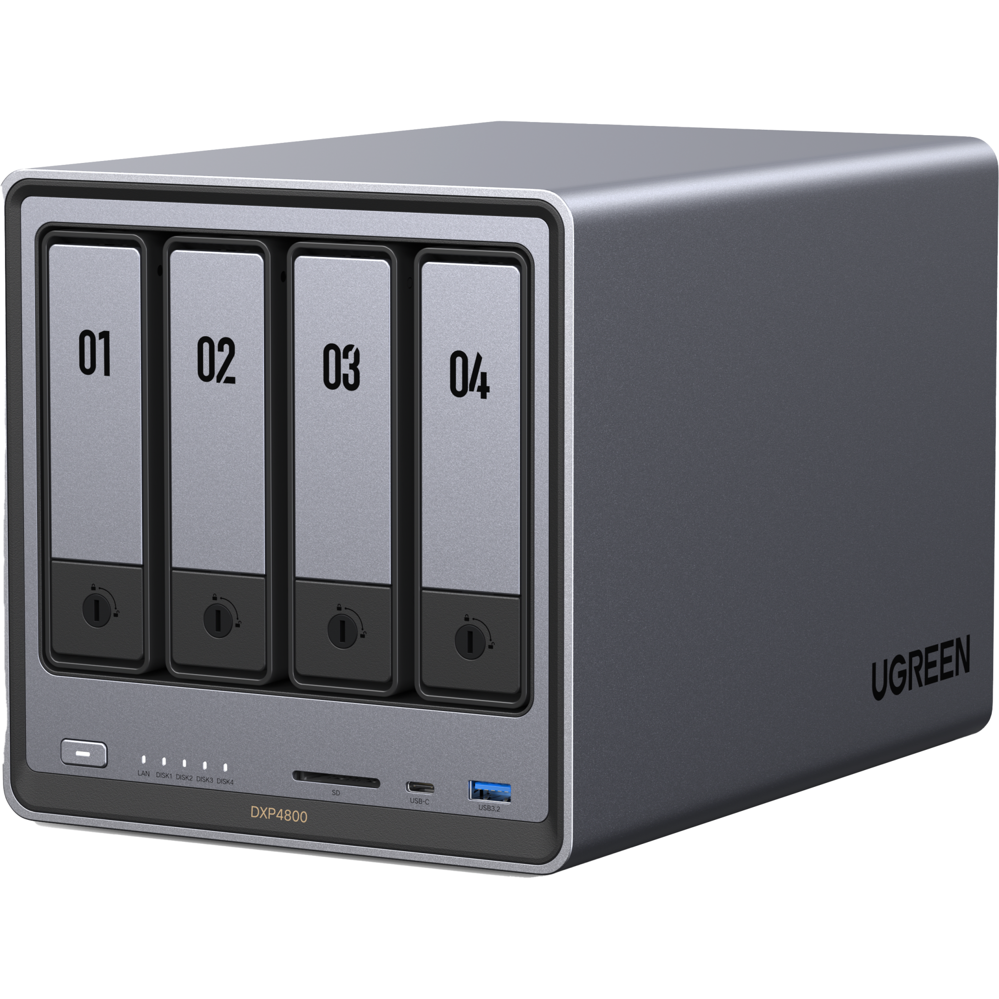 NASync DXP4800 | SO UGOS Pro |  Intel N100 12th Gen Intel® Quad Core™ | 4-Bahias (SATA) hasta 96TB | 2* M.2 SSD hasta 16TB| 8GB DDR5 (Exp. a 16GB) | 2.5Gb Dual Ethernet | HDMI 4K | 2* USB2.0 | 1*USB 3.2Gen | 1* USB 3.2Gen2 | 1*USB-C 3.2Gen2 | SD