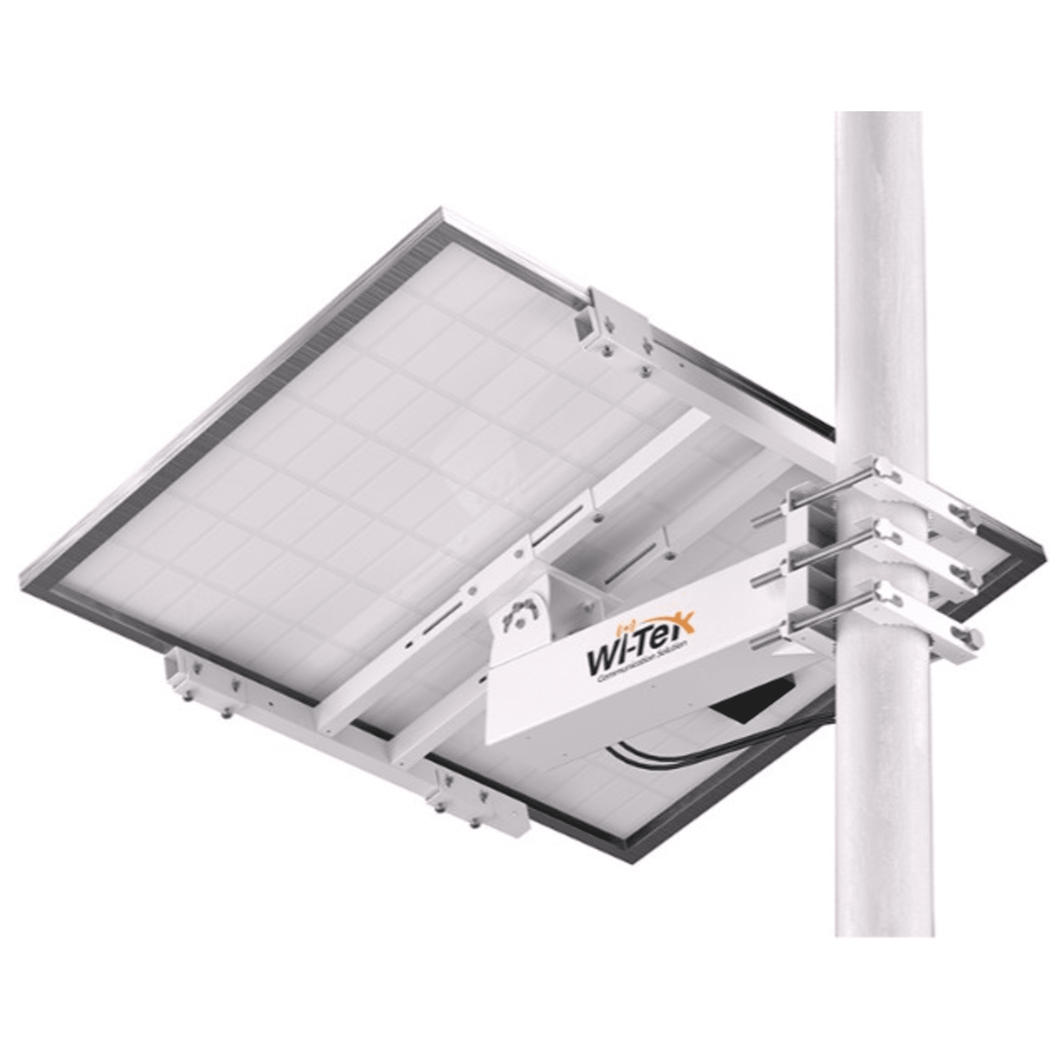 Soporte Montaje Panel Solar WI-BRKP133 para Postes / Estructura Galvanizada SGCC 2 mm / Ajuste Ángulo 0-75° / Compatible Postes Redondos 76-133 mm y Cuadrados 50-130 mm / Paneles hasta 900 mm Ancho y 35 mm Grosor / Resistente Corrosión y