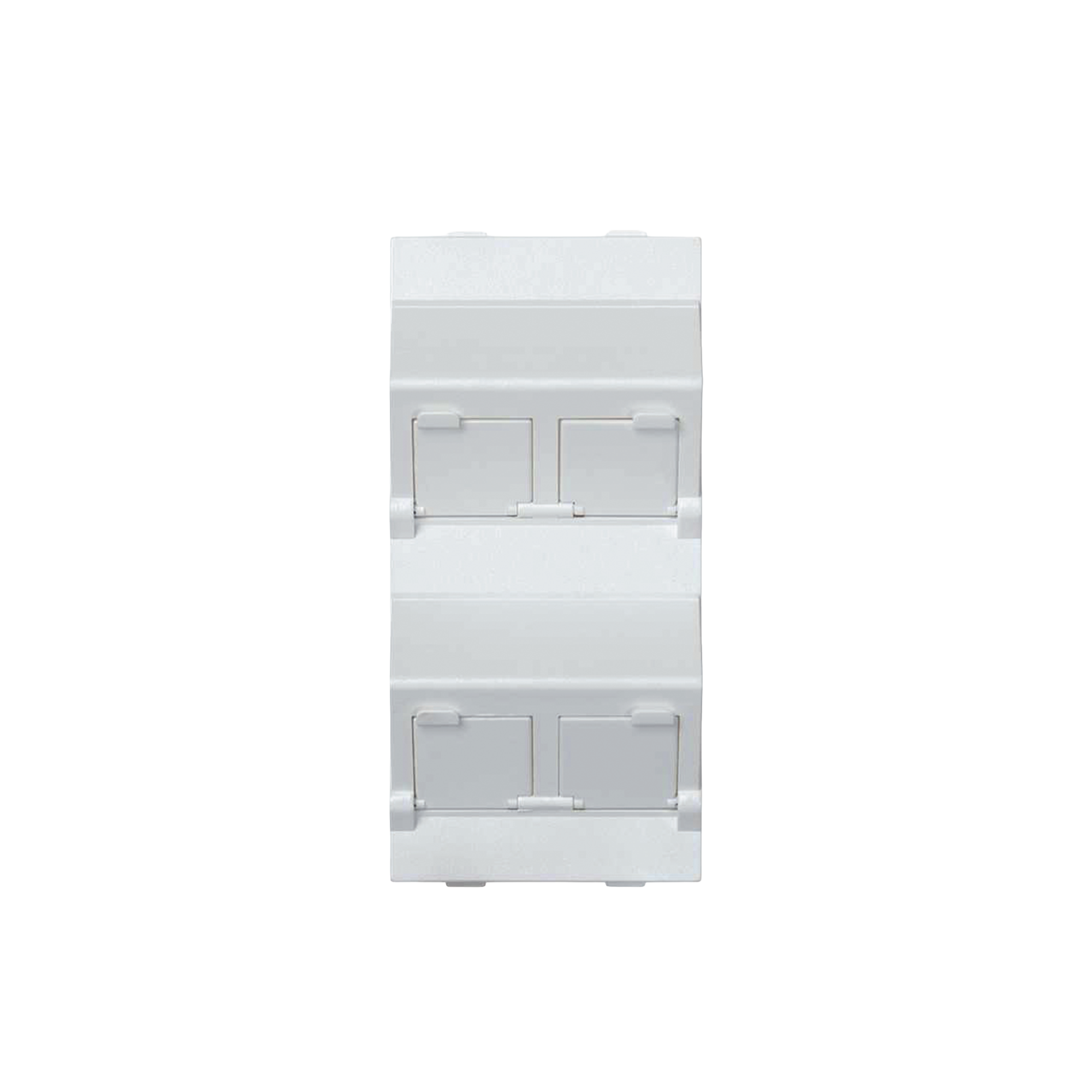 (S80CMD64/9) Placa voz y datos inclinada con guardapolvo y adaptador cuádruple para RJ45 keystone