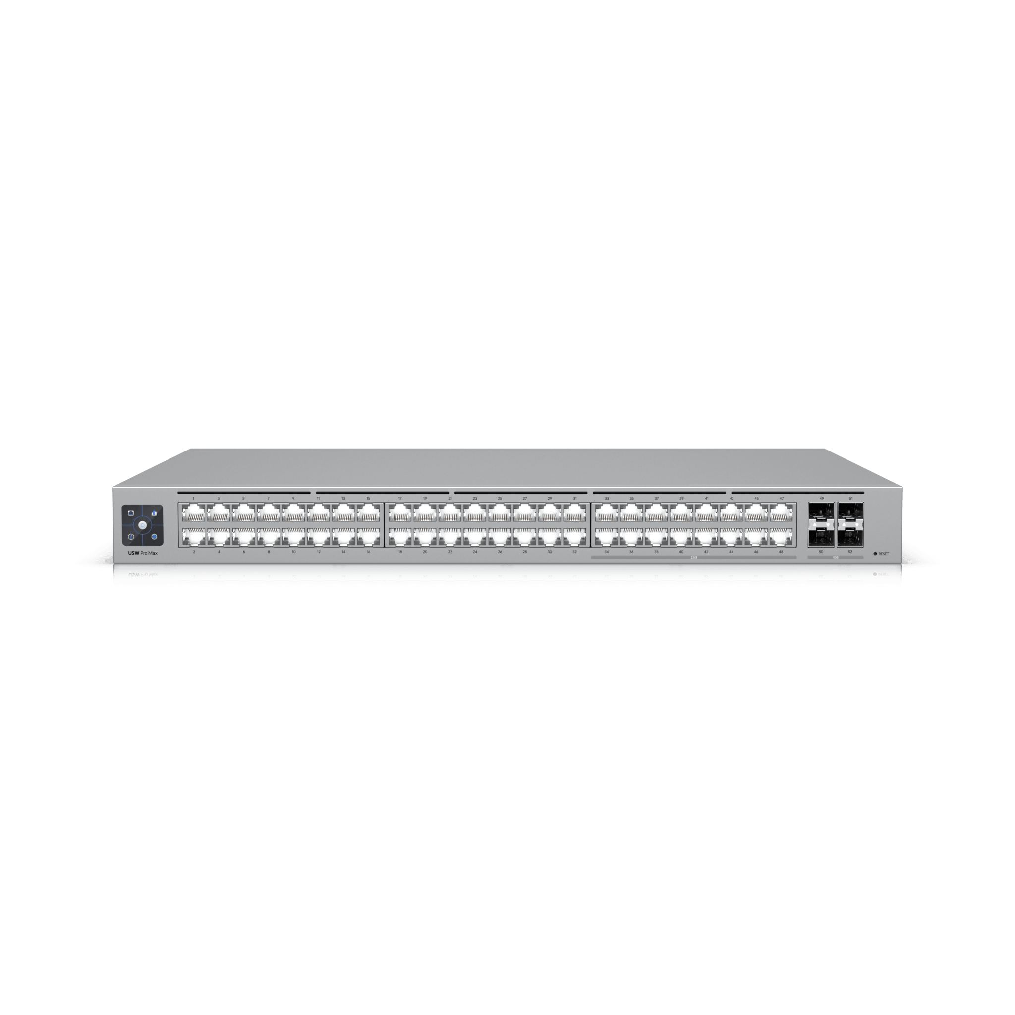 UniFi Switch Pro Max 48 – Switch Capa 3 con 48 Puertos (16 × 2.5 GbE y 32 × 1 GbE), 4 Puertos SFP+ 10G y Pantalla Informativa Integrada