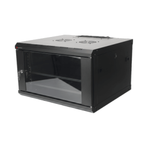 Gabinete de Pared PRECISION 19'' 6UR (455mm) - Cristal Templado. Incluye: 2 Ventiladores y Panel Cepillo