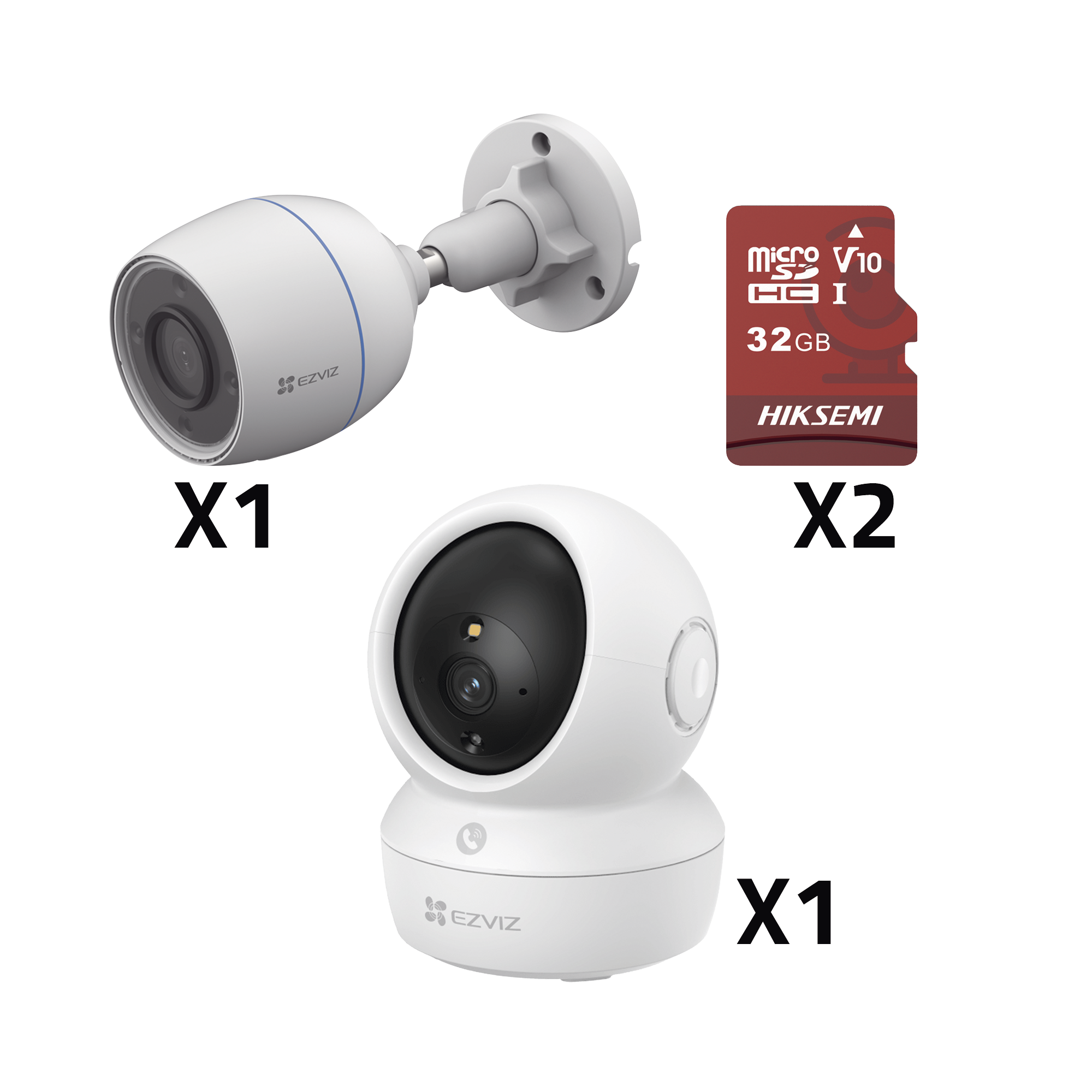 Kit de cámaras WiFi / Incluye 1 pieza CS/H6C/5MP  Para Uso en Interior / 1 pieza CS-H3C Para Uso en Exterior / 1 PZA Micro SD HS-TF-E1/32G / Detección de Movimiento / Notificaciones Instantáneas