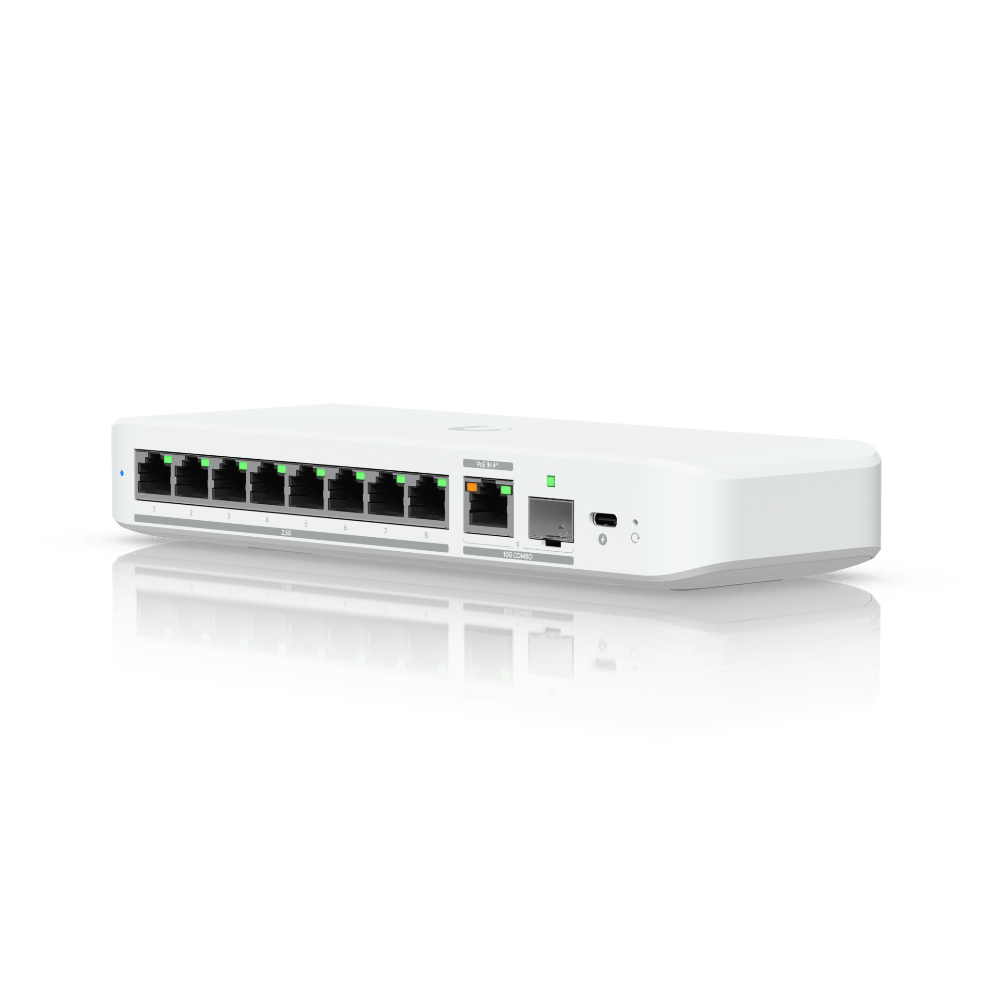 USW Flex 2.5G Switch de 8 Puertos 2.5GbE, con un Puerto de Enlace Ascendente Combinado RJ45/SFP+ de 10 GbE, Incluye Adaptador ca/cc
