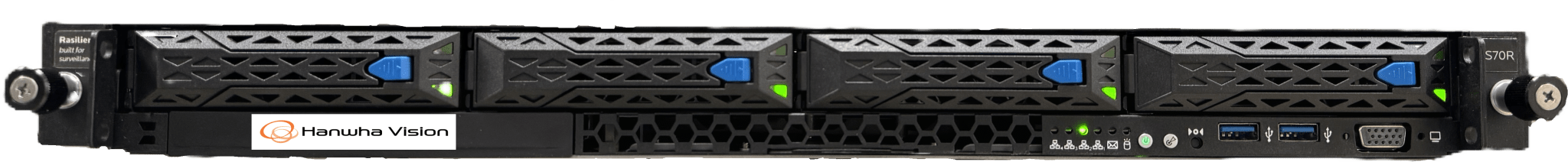 NVR Wisenet WAVE basada en Ubuntu Linux / Montable en Rack 1U / Incluye 1 licencia WAVE-PRO-04 / 470 Mbps throughput / Incluye 80 TB para almacenamiento