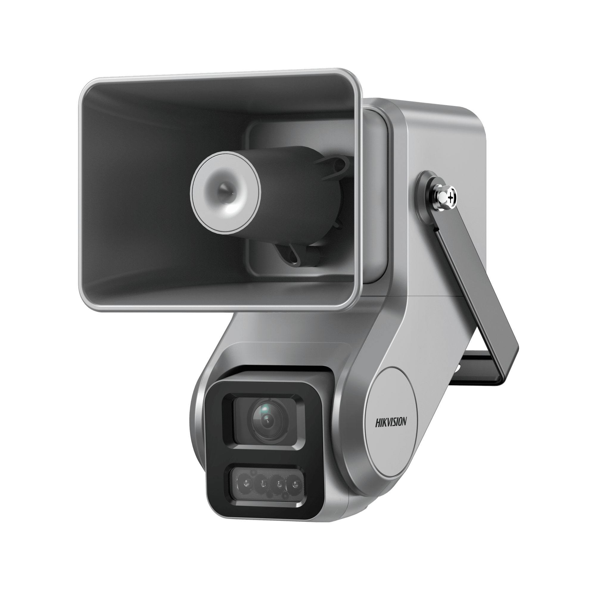 Cámara IP 4 Megapixel + Bocina IP Integrada / Lente Motorizado 2.8 a 12 mm / 7 Watts de Potencia / Exterior IP67 / PoE / Metal / Dual Light  / Hik-Connect / Ideal para Almacenes o Bodegas y Zonas Ahisladas