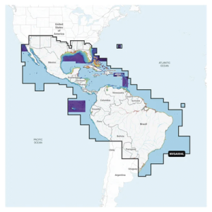 Cobertura Marítima / Costa de México, Centroamérica y Brasil / Incluye Golfo de EE. UU. y Costa Oriental / Bermudas, Bahamas, Cuba, Puerto Rico / Islas Vírgenes, Jamaica, Canal de Panamá / Costa Occidental de Sudam&e