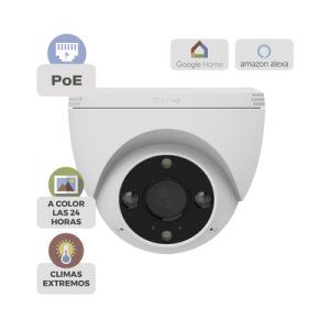 Cámara IP POE Inteligente / 2K 4MP (2304x1296) / IA Detección Humano-Vehiculo / Visión Nocturna Color / Audio Bidireccional / IP67 / Almacenamiento MicroSD 512GB