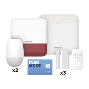(AX PRO) KIT de Alarma AX PRO con GSM (3G/4G), Wi-Fi y Ethernet / Incluye: 1 Hub con batería de respaldo / 2 Sensores PIR / 3 Contactos Magnéticos Slim / 1 Control Remoto / 1 Sirena Roja Inalambrica Exterior