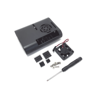 Kit Gabinete para Raspberry Pi 4 Model B / Plástico ABS / Color Negro / Ventilador / Disipadores / Incluye Desarmador