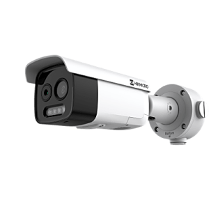 (HIKMICRO) Bala IP Bi-Espectral / Térmica (256 X 192 / 9.7 mm) + Óptica (5 MP / 12.4 mm) / IA GUANLAN / Rango: -20°C a 150°C / 8°C Margen / Detección de Fuego y Humo / Alarma Visual y Audible / Dual Light / PoE / IP67 / IK