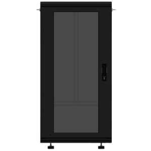 Gabinete Rackeable 19 Pulgadas / 24 Unidades / Piso / Puerta de Cristal / Acero Calibres 16-18-20 / Capacidad 750 Kg / Dimensiones 600x605x1190 mm (23.6x23.8x46.9 in) / Ventilación 120 mm, Niveladores Incluidos