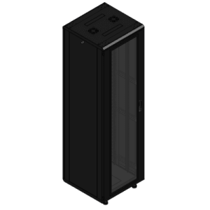 Gabinete rackeable de piso de 42U, compatible con estándar 19 pulgadas, equipado con puerta frontal de cristal para una mejor visibilidad y presentación profesional