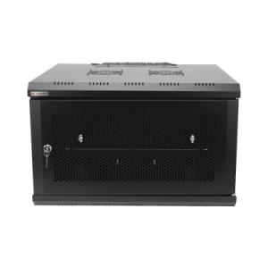 Gabinete de Pared 19 Pulgadas / 6U / 600 x 550 x 368 mm (23.6 x 21.7 x 14.5 in) / Acero SPCC RAL 9004 / Carga Estática 60 kg / IP20 Interior / Ventiladores CA / Panel Cepillo para Cables
