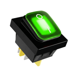 Interruptor tipo Switch con Led Color Verde / IP65 / Diseño Industrial / NO, COM, NC / Terminales tipo F1