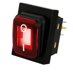 Interruptor tipo Switch con Led Color Rojo / IP65 / Diseño Industrial / NO, COM, NC / Terminales tipo F1