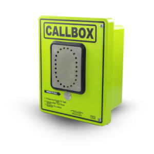 Callbox HD Series / Intercomunicador Bidireccional / 800mW-2W Potencia Transmisión / Audio Ajustable / Enclosure Fibra de Vidrio / Vandal-Resistente / IP65 / Mensajes de Voz Grabables / Control de Acceso por Relay / Sensor Input