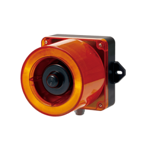 Combinacion de baliza LED color Ámbar y sirena electrónica de 31 tonos resistente a la intemperie de volumen máx. 123 dB a 110-220 VCA