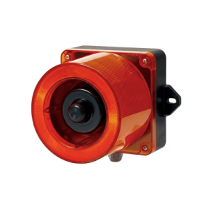 Combinacion de baliza LED color Rojo y sirena electrónica de 31 tonos resistente a la intemperie de volumen máx. 123 dB a 110-220 VCA