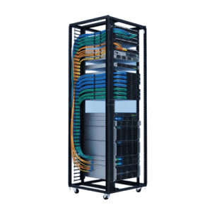 Organizador Vertical de Cables para Rack 45 UR (79 in) / Acero Negro RAL 9005 / Sección 95x208 mm (3.7x8.2 in) / Capacidad 726 Cables / Dedos cada 1.75 pulg / ProLine S1 HOFFMAN