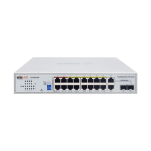 Switch PoE / Administración en la nube / Con 16 puertos 10/100 Mbps PoE af/at/bt / 2 Puertos SFP Uplink 10/100/1000 MBPS /  Presupuesto 250 W / PoE hasta 250 metros / Soporta protocolo ONVIF