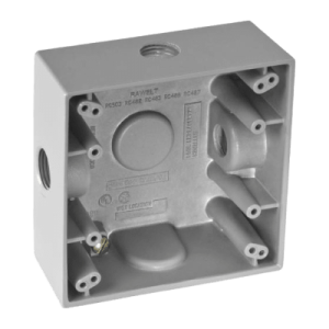 Caja Cuadra de 1/2" a Prueba de Intemperie/ Cuenta con 3 salidas.