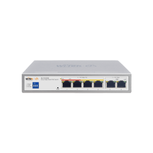 Switch PoE / Administración en la nube / Con 4 puertos 10/100 Mbsp PoE af/at / 2 Puertos Uplink 10/100 MBPS /  Presupuesto 60 W / PoE hasta 250 metros / Soporta protocolo ONVIF