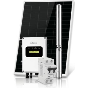 Kit de Bombeo Solar 1500W (1 HP) / Bomba Sumergible con Controlador Integrado 60-220V CD / 4 Módulos Solares 540W / Interruptor Termomagnético 2P 20A 800V CC / Protector de Descargas Atmosféricas / Gabinete IP66
