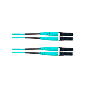 Jumper de Fibra Optica Multimodo 50/125 OM4, LC-LC Duplex, OFNR (Riser), Color Aqua, 25 Metros