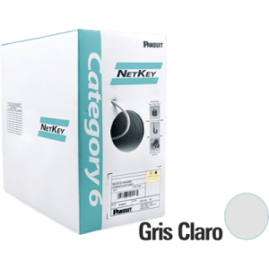 Bobina de Cable UTP de 305 Metros (1000 Pies) de Cobre, NetKey, Gris Claro, Categoría 6 (24 AWG), 1000Mbps, Riser (CMR), de 4 Pares