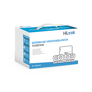 KIT TurboHD 1080p / DVR 8 canales con H.265+ / 4 Cámaras Bala Metálicas / Fuente de Poder / Accesorios de Instalación