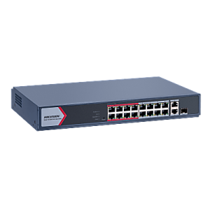 Switch PoE+ / Monitoreable / 16 Puertos 10/100 Mbps PoE+ / 2 Puertos 1000 Mbps Uplink / 1 Puerto SFP Uplink / Modo Extendido hasta 300 Metros / 130 W