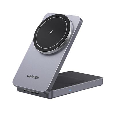 Cargador Inalámbrico 2 en 1 20W / Tecnología Qi2 15W Certificada / Carga Simultánea iPhone y AirPods / Ángulo Ajustable 70° / Diseño Plegable y Portátil / Compatibilidad Universal - Image 2