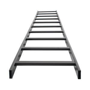 Escalera Tubular de 1.5" de Peralte y 12" de Ancho y 3.05 Metros de Largo, Pintura Epóxica Color Negro, Ideal Para Utilizarse en Centros de Datos o Cuartos de Telecomunicacionesl, incluye Coples y Tornillería