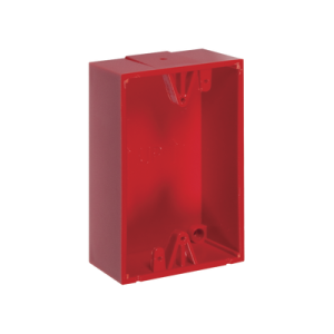 Caja trasera de montaje en superficie / Policarbonato resistente / 1.5 pulgadas (38mm) / Compatible botones STI #0, #1, #3, #4, #7 / Clasificación 5VA / UL y cUL / Rojo y azul