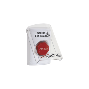 Botón Multipropósito / Texto Salida de Emergencia / Llave para Restablecer / Bocina de Alarma Integrada / Tapa de Policarbonato / 2 Relevadores Forma C / Interior