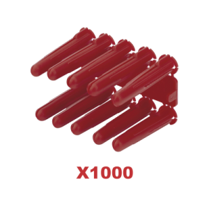 Taquete de 1/4  plástico paquete de 1000 piezas para fijar objetos con tornillo en muros y techos de concreto o superficies sólidas, compatible con tornillo TH10X de 10 x 1 1/2"  (1103-14000)