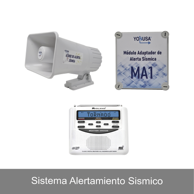 Kit de Alertamiento Sísmico / Radio Meteorológico 7 Canales / Audio 30W / 120 dB / 13.5VDC 2A / 20x13.5x23 cm