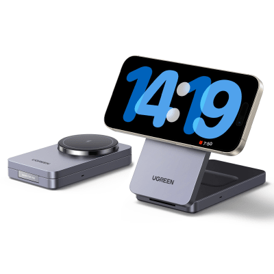 Cargador Inalámbrico 2 en 1 20W / Tecnología Qi2 15W Certificada / Carga Simultánea iPhone y AirPods / Ángulo Ajustable 70° / Diseño Plegable y Portátil / Compatibilidad Universal - Image 3