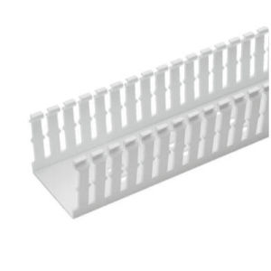 Canaleta Ranurada Angosta de PVC Sin tapa, Tipo F, 57.2 mm de Ancho, 79.8 mm de Alto y 1.8 m de Largo, Color Blanco