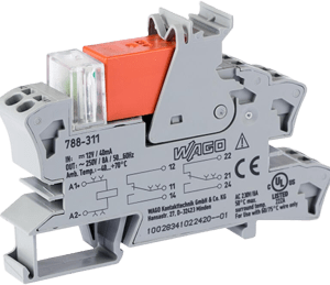 Módulo Relé / 12V DC / 2 Inversores 8A / LED Estado / Push-in / Carril DIN / -40°C a +70°C