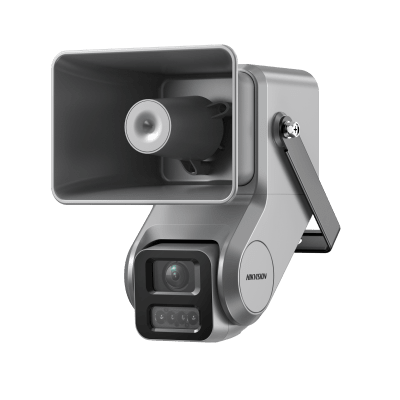 Cámara Bala IP / 4 Megapixel / Lente Motorizado 2.8-12 mm / Dual Light 50 m (164 ft) IR + 20 m (65.6 ft) Luz Blanca / Bocina 7W / Audio Bidireccional / IP67 / PoE+