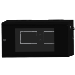 Gabinete Rackeable de Pared / 6U / 19 Pulgadas / Puerta de Cristal / Abatible 120° / Carga 80 kg / Ventilación 120 mm