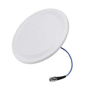 Antena Omnidireccional de Techo Interior / Multibanda 600-6000 MHz / 5 Bandas Celulares y WiFi / Ultra Bajo Perfil 8 mm / Ganancia 4-7 dBi / Cable Plenum 30 cm (11.8 in) / Conector N-Hembra