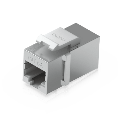 Acoplador Keystone / Cat6A Pasante / 10 Gbps / PoE / Snap-In / Paquete 12 Piezas