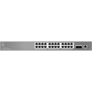 Switch de Red Empresarial L2++ / Serie GWN7800 Pro / 24 Puertos Gigabit PoE 250W / 2 Puertos SFP+ / Gestión Cloud GDMS / VLAN 4K / QoS Avanzado / Seguridad Integral