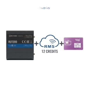 Router Teltonika LTE/4G RUT200 + 12 creditos RMS  + SIM de YOBI de 1GB por Mes durante un año de servicio (solo datos)